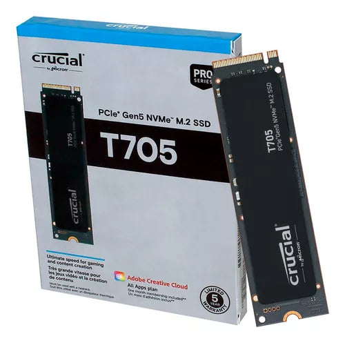 Crucial T705 PCIE GEN5 NVME M.2 Up to 13,600 MB/s - Game Ready - Internal Solid State Drive Crucial T705 PCIE GEN5 NVME M.2 Up to 13,600 MB/s - Game Ready - Internal Solid State Drive